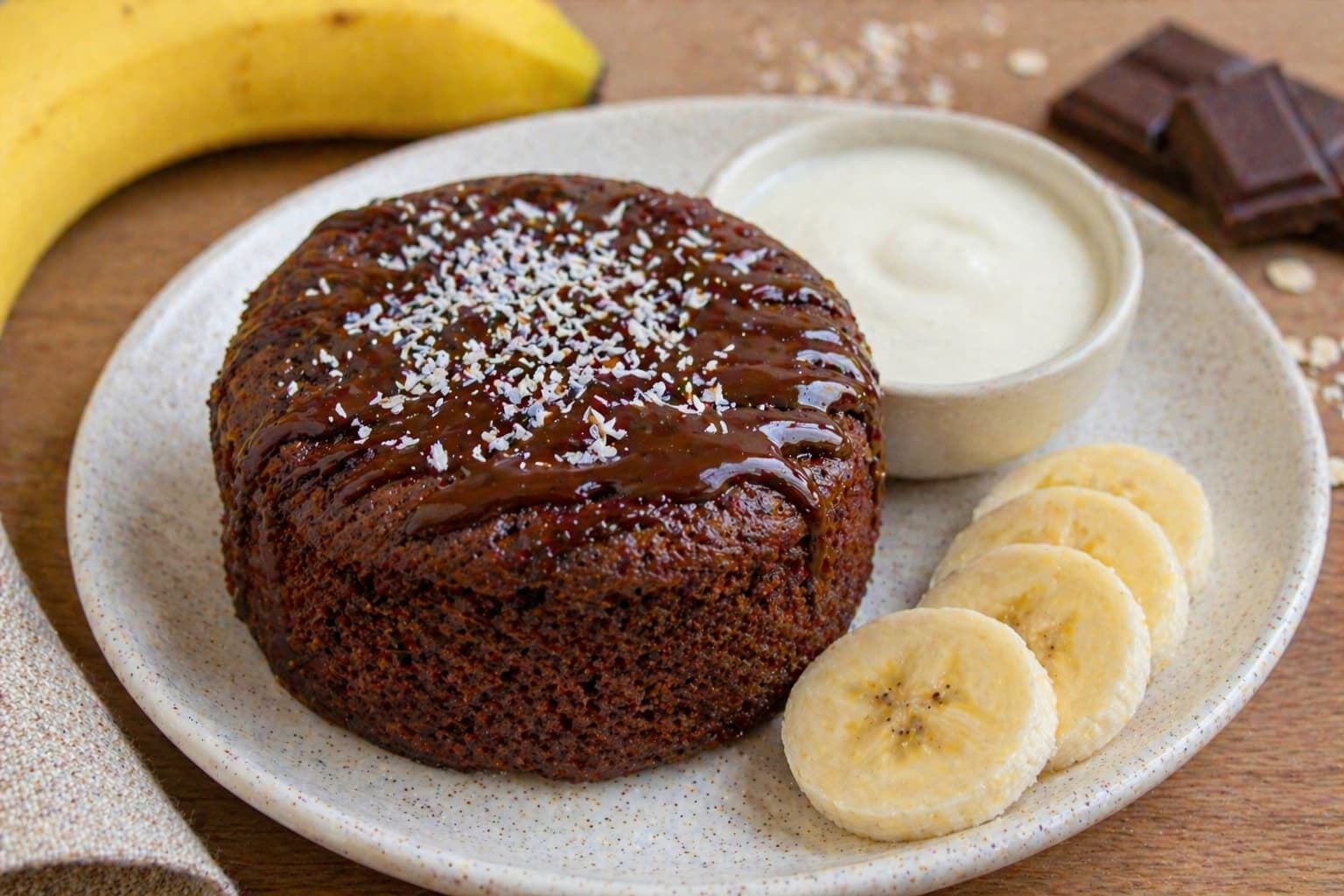 ПП десерт в микроволновке с бананом и какао