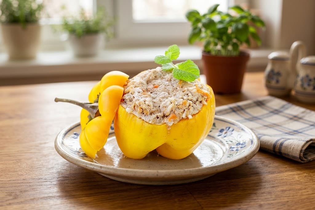 Фаршированные перцы в духовке с фаршем и рисом