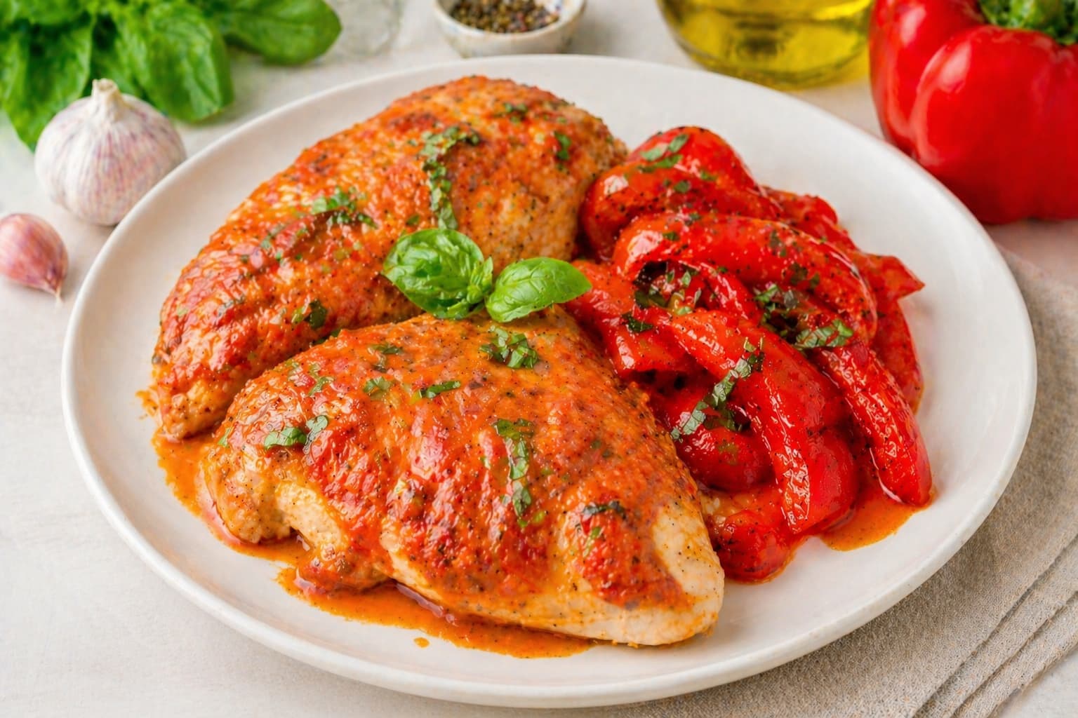 Куриная грудка с запеченным перцем