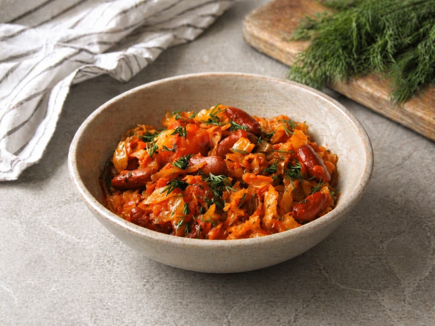 Тушеная капуста с фасолью