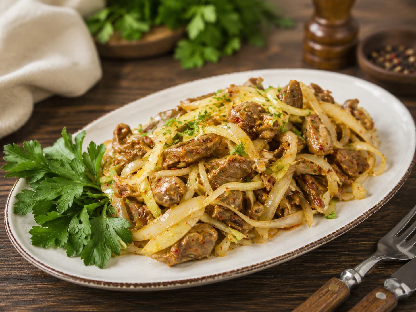 Корейский салат из куриных желудков с редькой