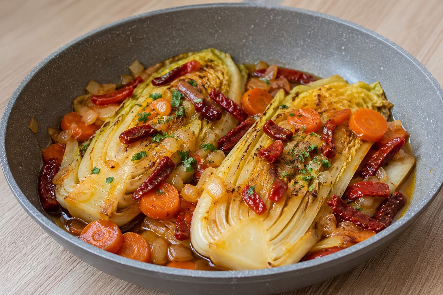 Пекинская капуста с вялеными томатами