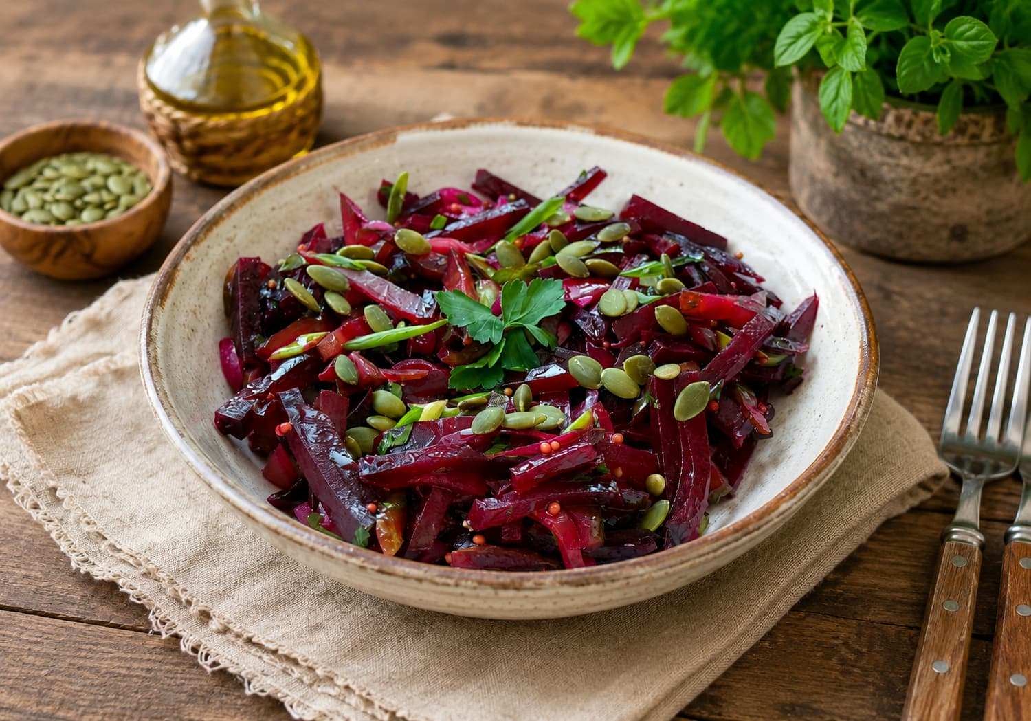 Салат из свеклы с огурцами солеными
