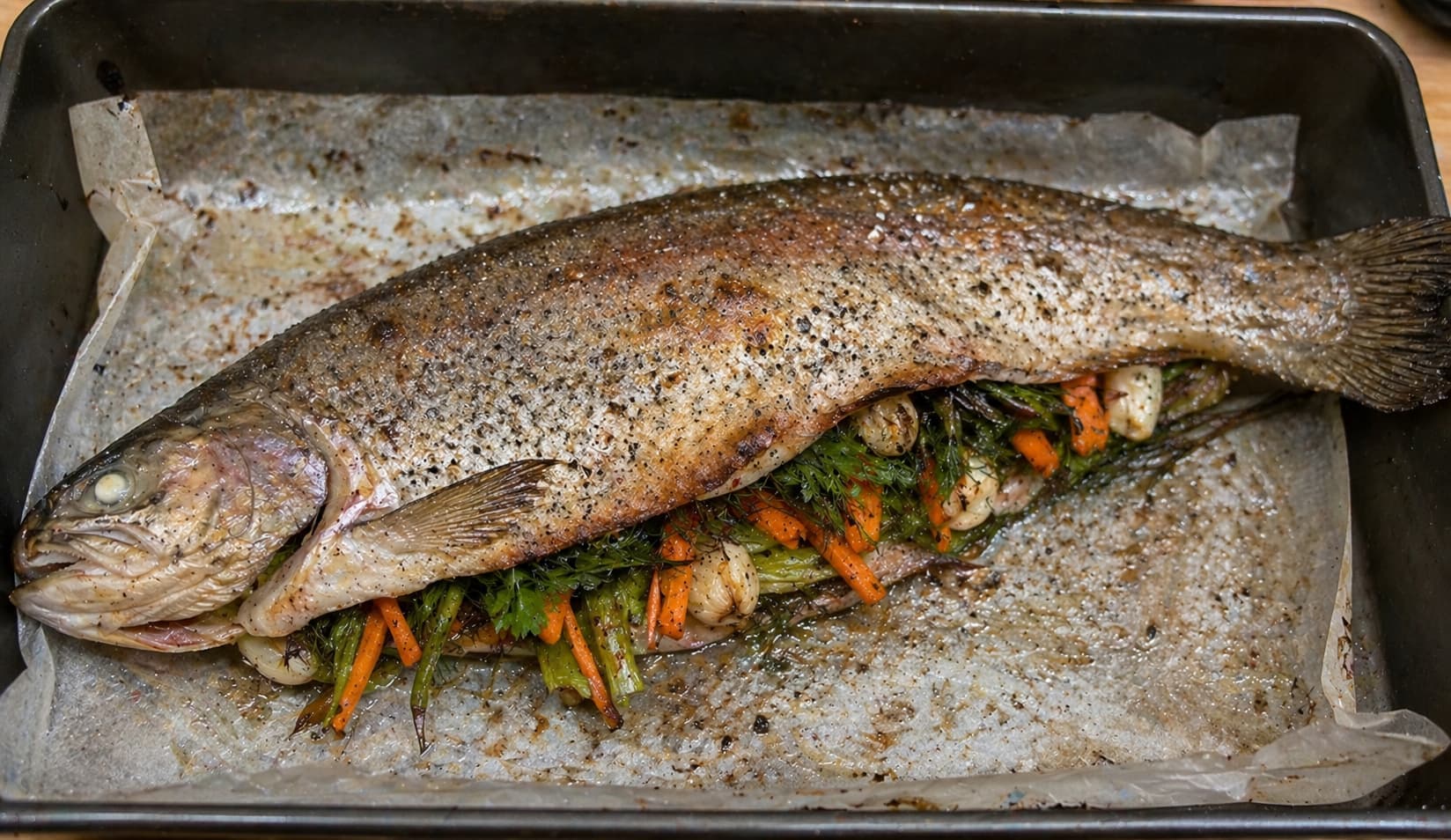 Форель, запеченная в духовке целиком