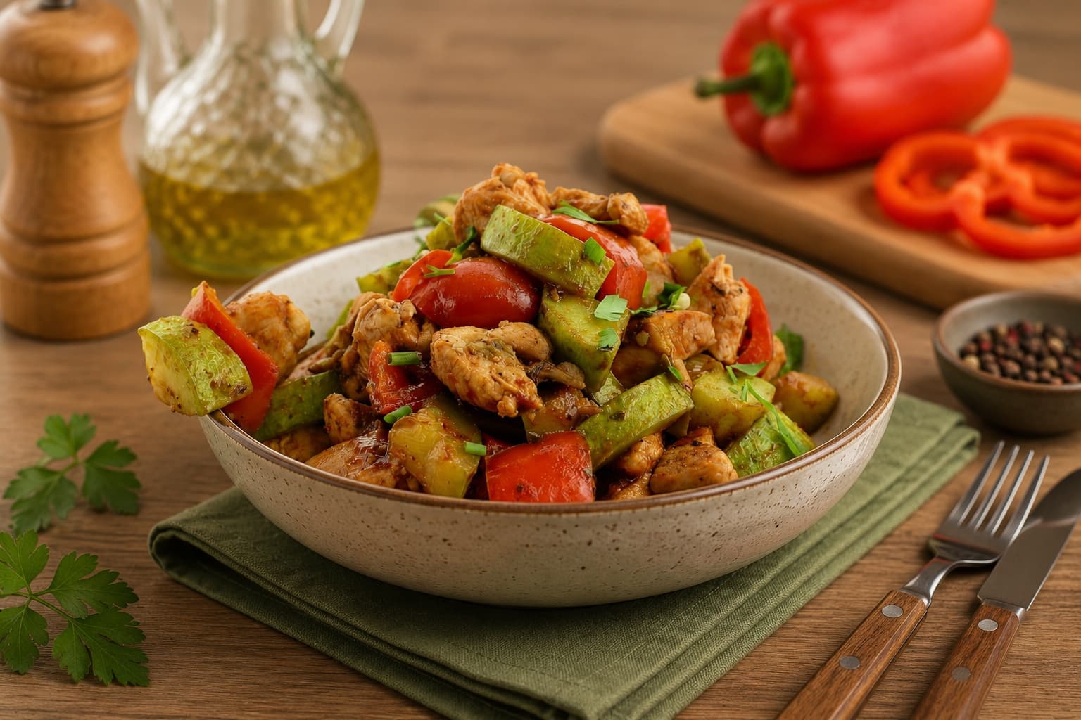 Рагу с курицей и кабачком
