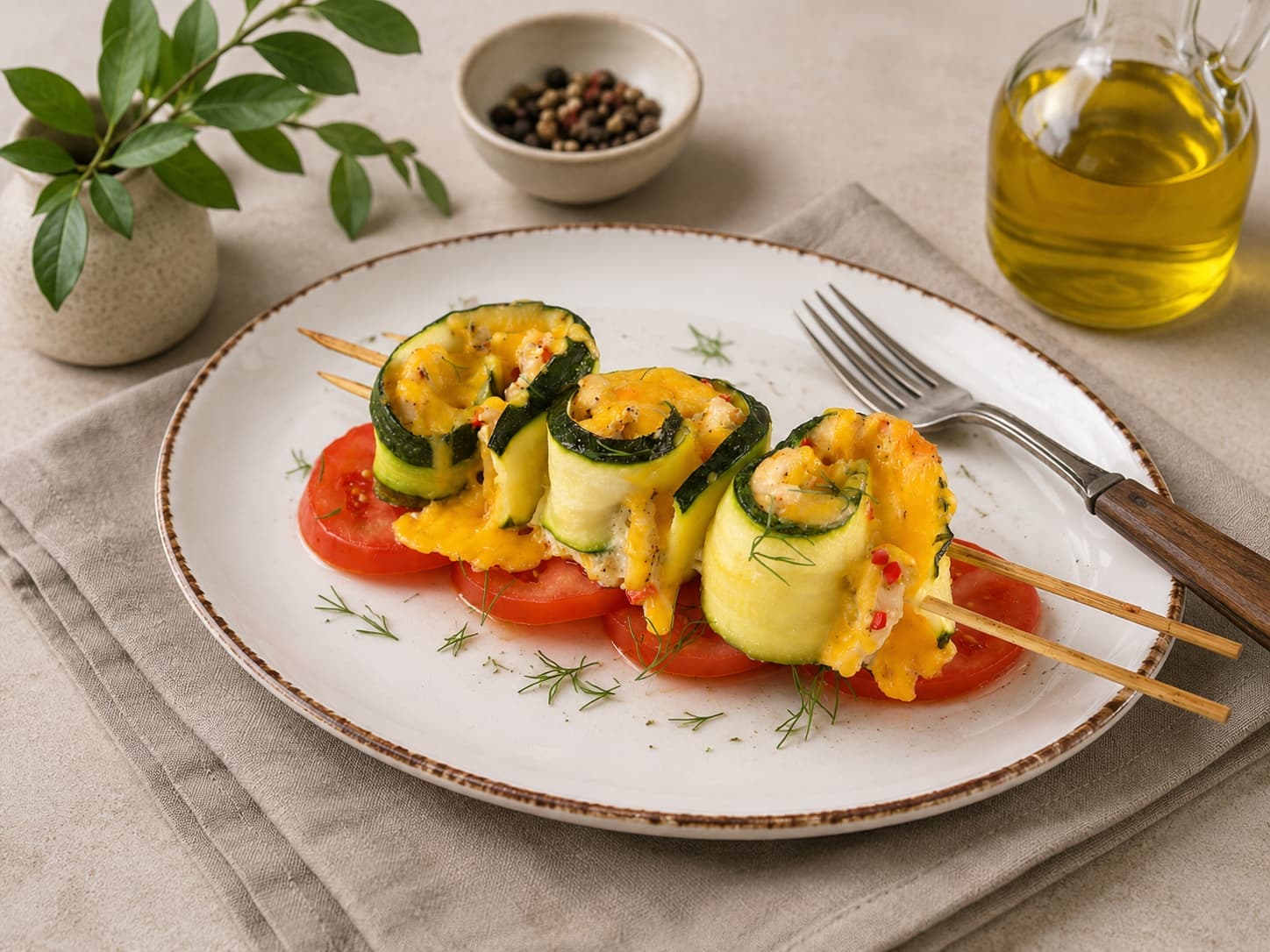 Рулетики из цукини с курицей
