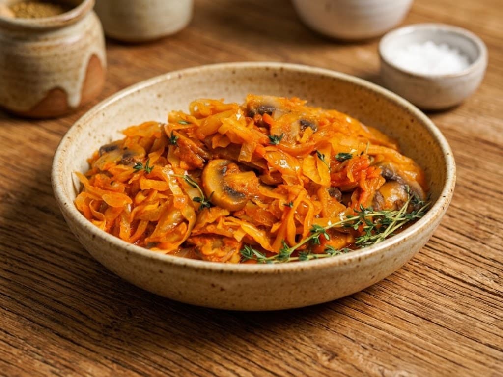 Солянка с грибами и капустой