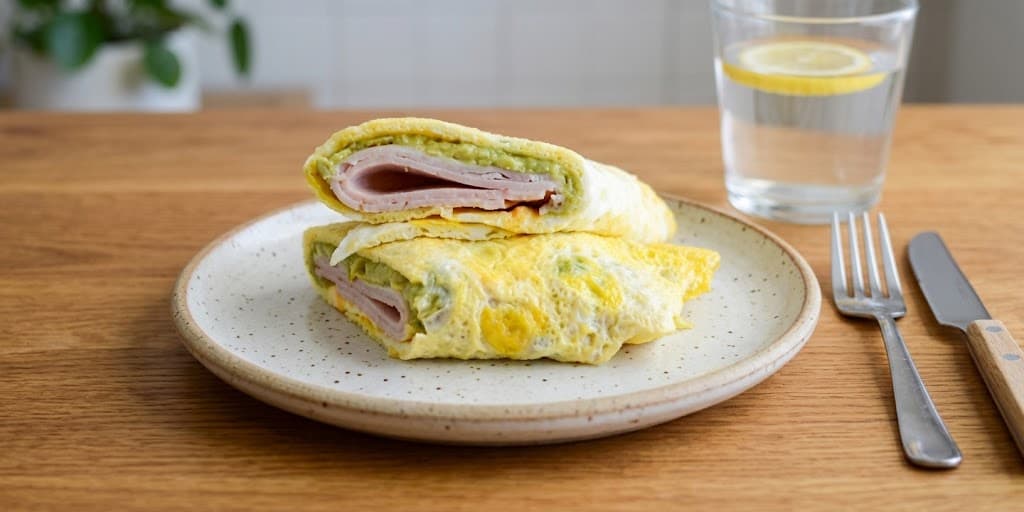 Яичные блинчики с индейкой и сыром