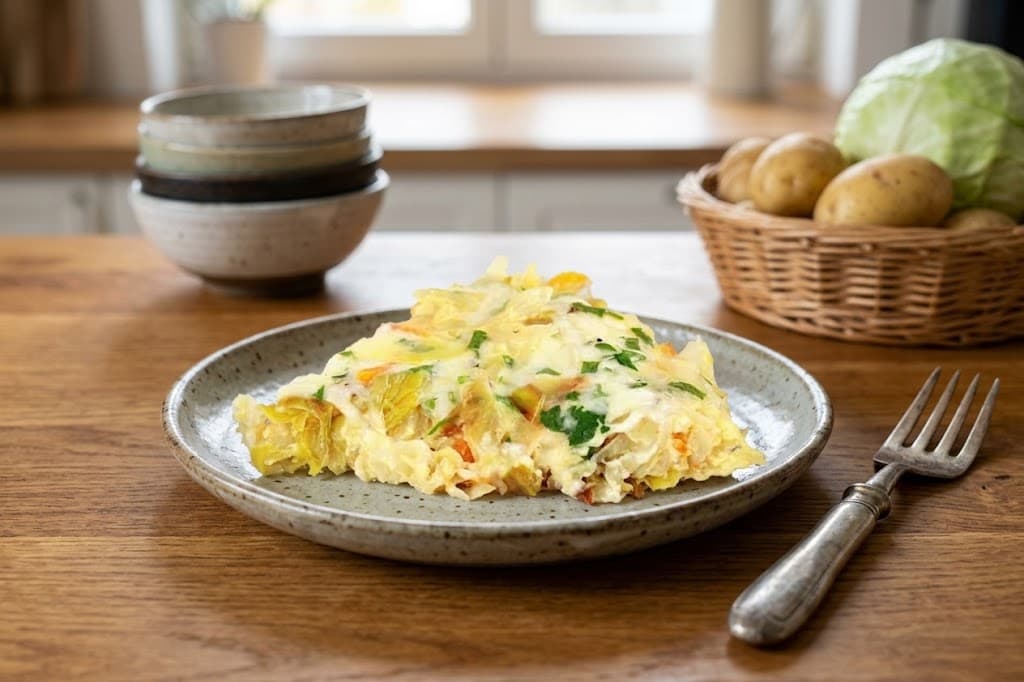 Капуста с яйцом и сыром на сковороде