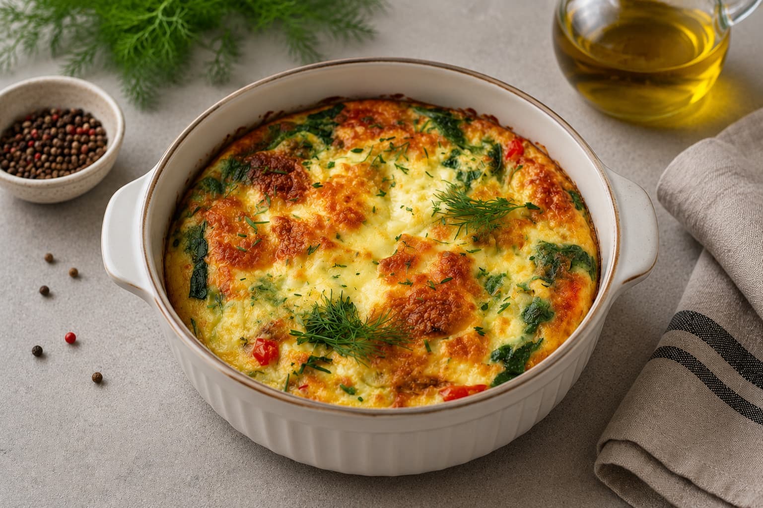 Протеиновая запеканка с курицей и овощами