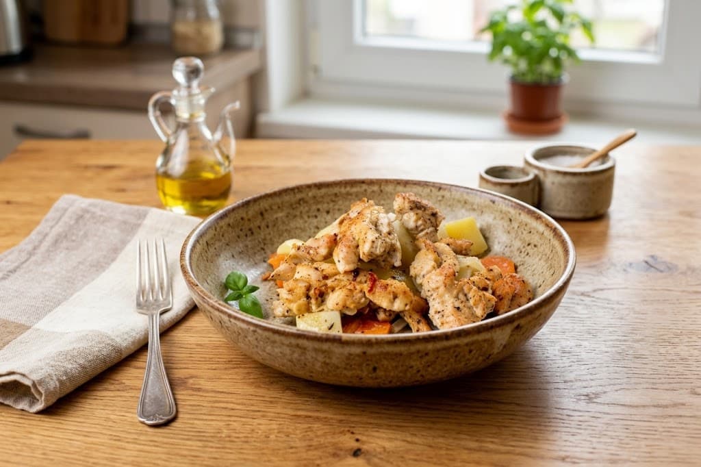 Индейка с картофелем и овощами в духовке