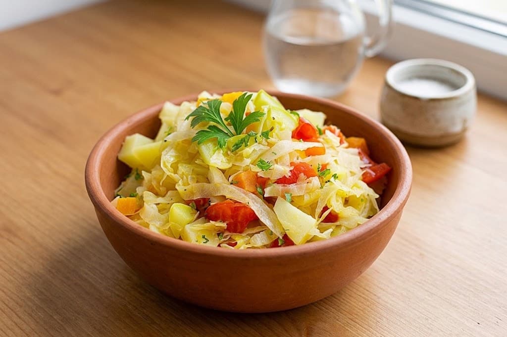 Кабачки с картошкой и капустой