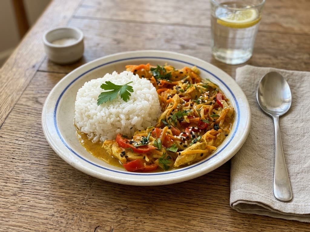 Курица карри с рисом в кокосовом молоке