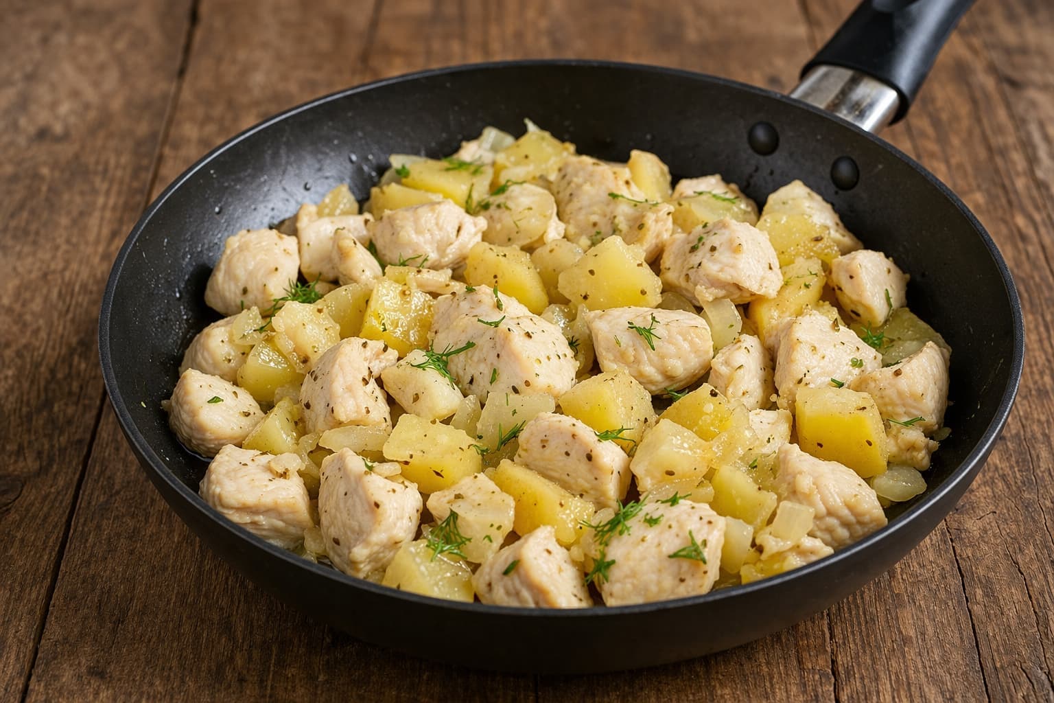 Нежное куриное филе с айвой на сковороде