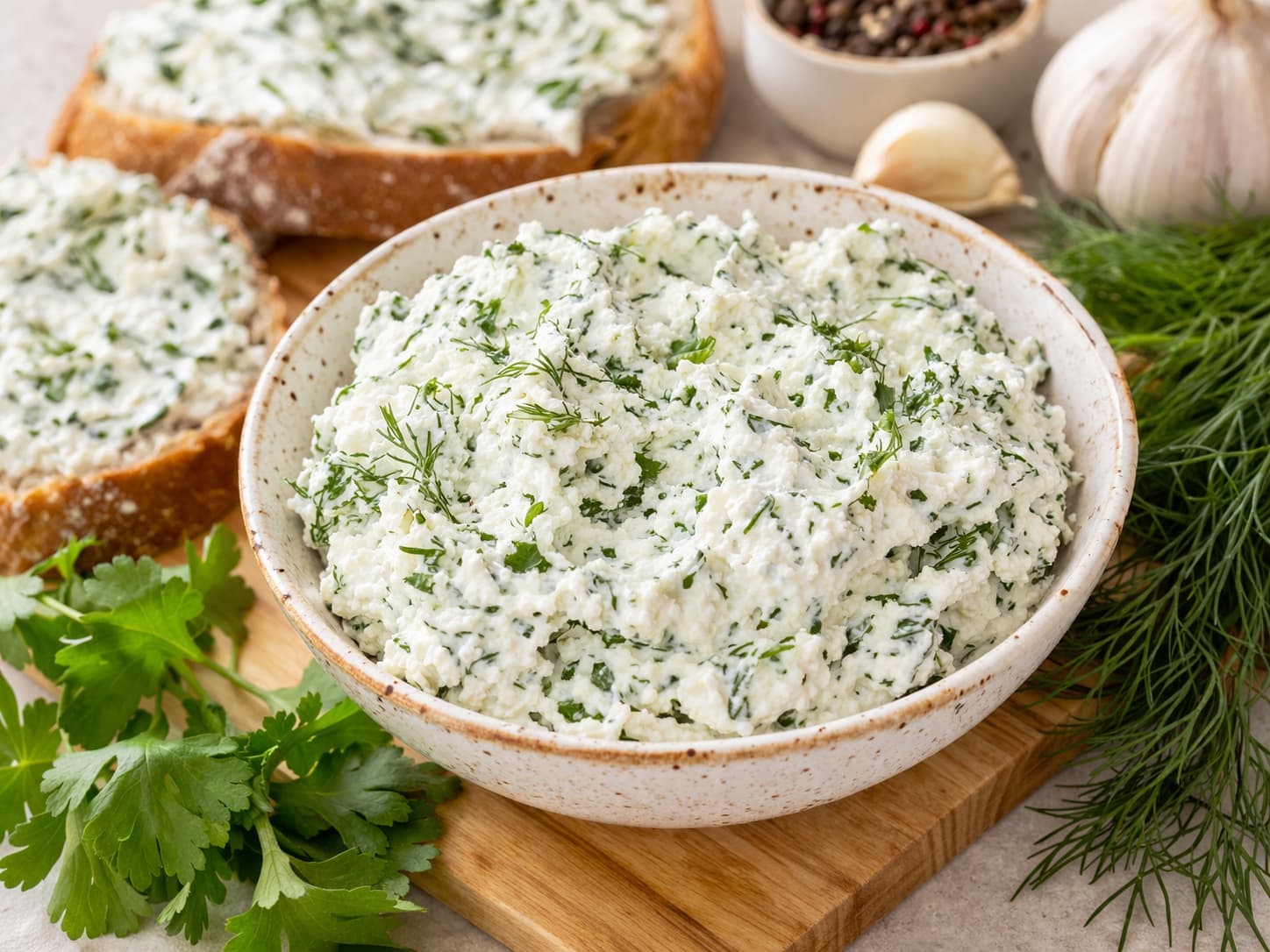 Творожная паста с зеленью для бутербродов