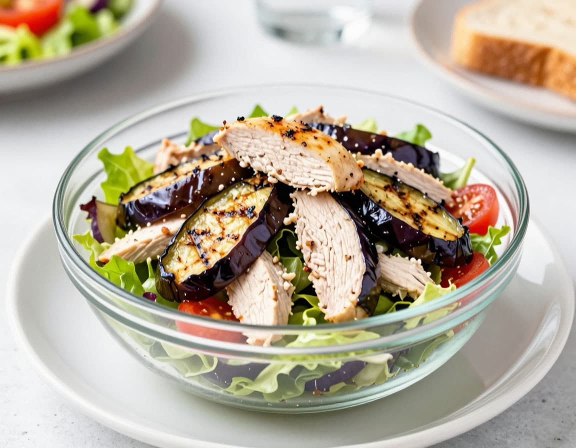 Салат с курицей и баклажанами