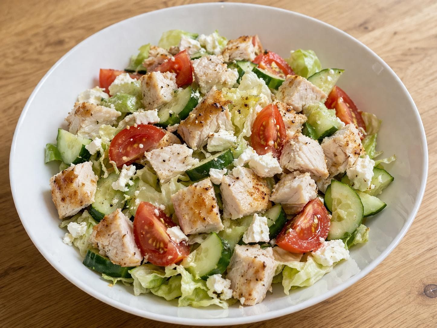 Белковый салат на ужин с курицей ПП